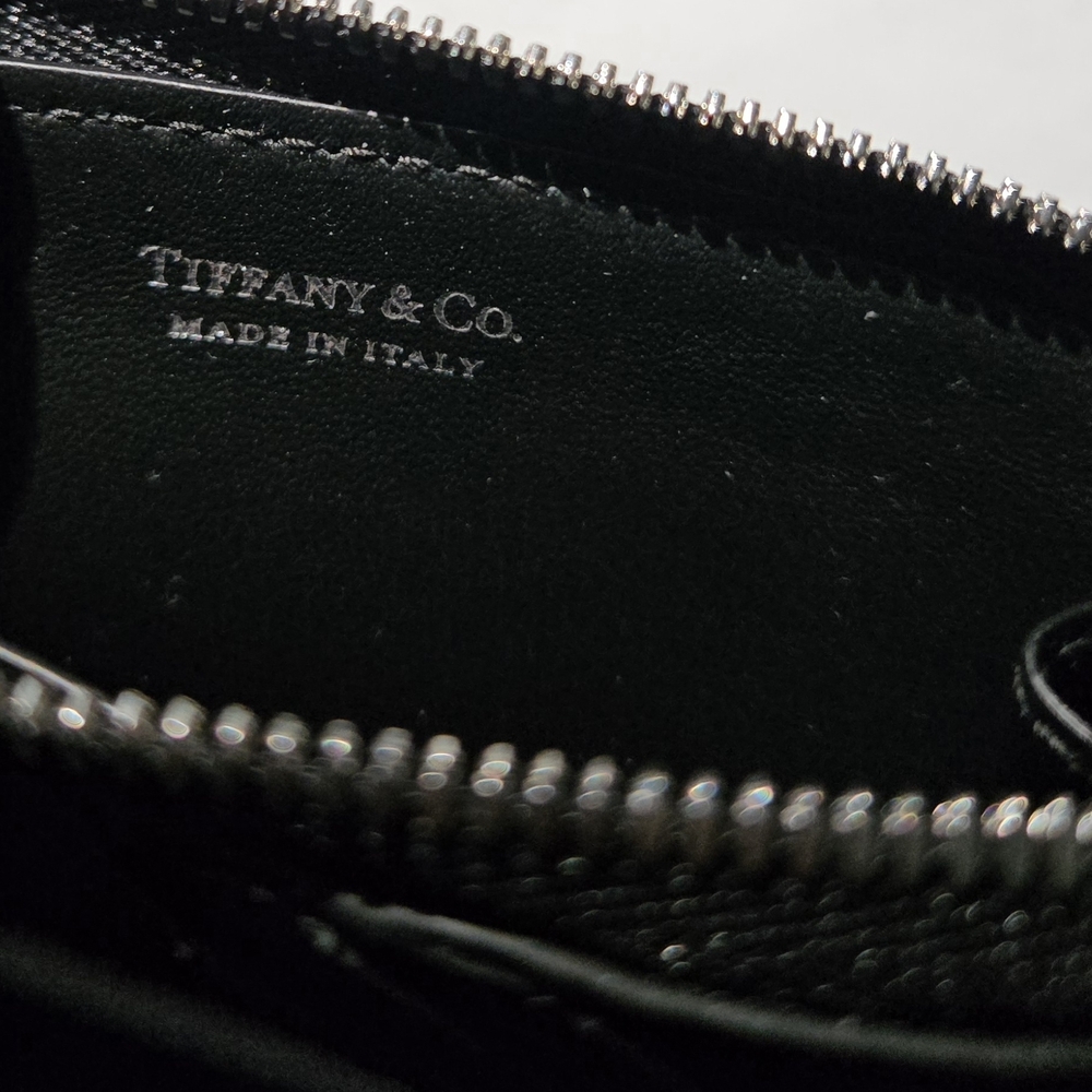 Tiffany & Co. Black Leather Zip Card Holder